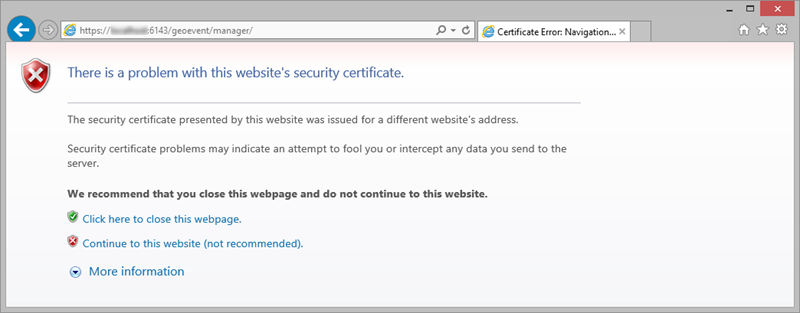 Certificate error message in Internet Explorer